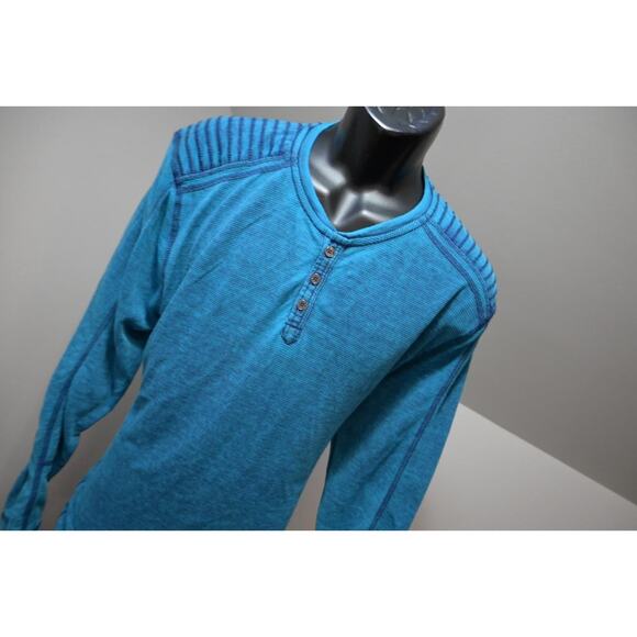 Buckle Black BKE Thermal Henley Sweatshirt Blue Athletic Fit Pull Over Mens XL - Picture 4 of 9